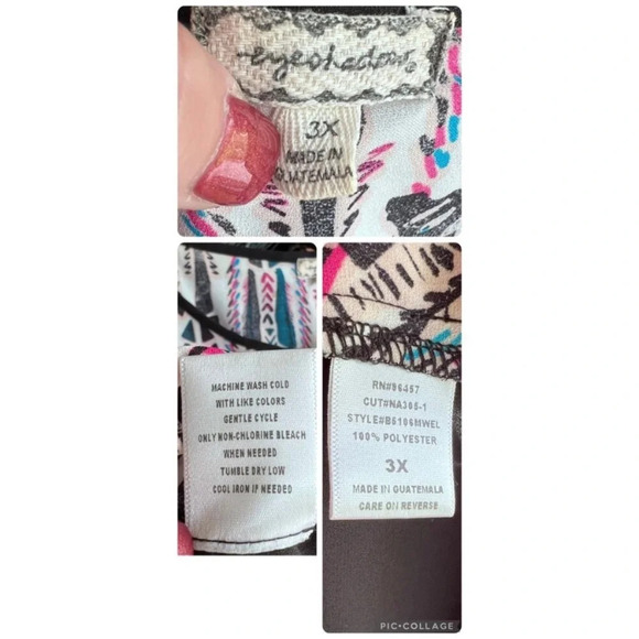 Womens 3X Pull Over Eyesdhadow Aztec Pink, Purple Black & Blue Hi-Low Sheer Top - Picture 5 of 13